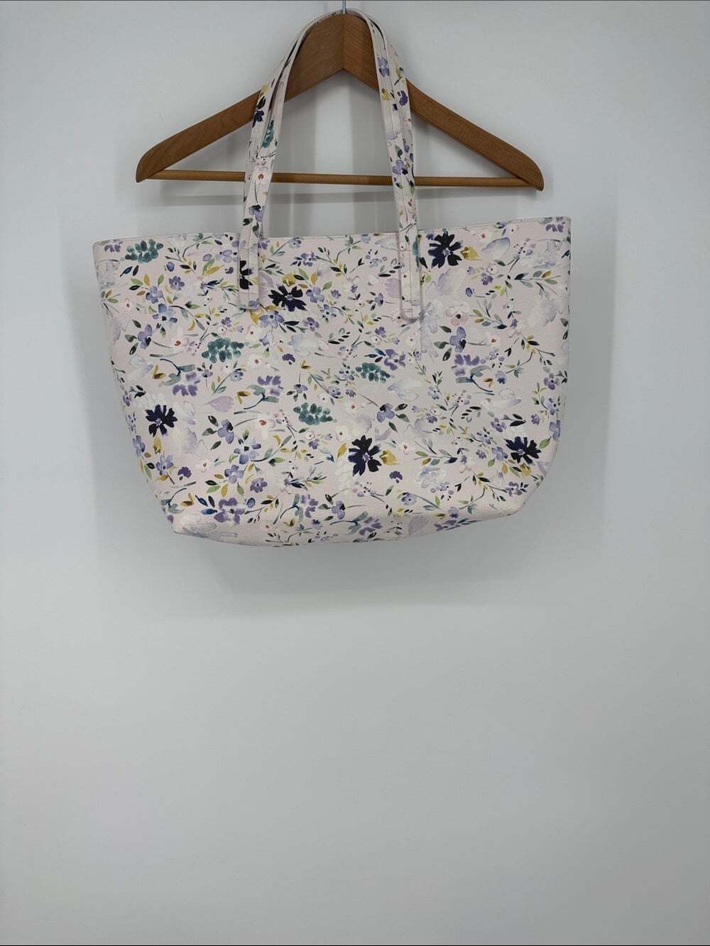 Indigo Floral Canvas Tote Bag in Light Pink and Lavender